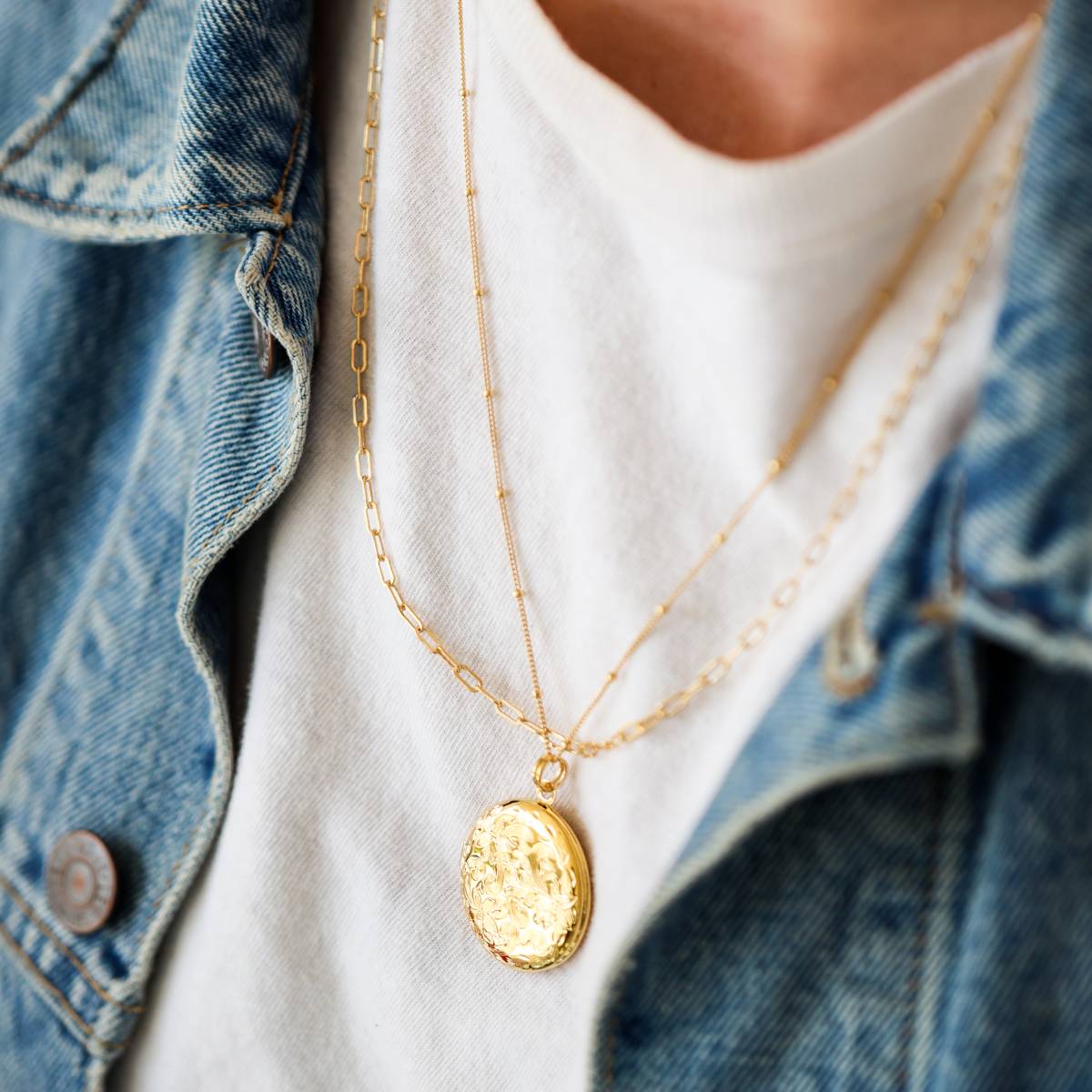 Vintage Floral Locket with Initial Heart or Disc - Image 2