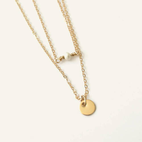 Pearl and Initial Disc Necklace Set