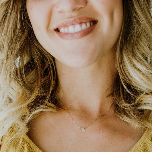 Genuine White Topaz, Blush Moonstone, or Iolite Blue Gemstone Necklace