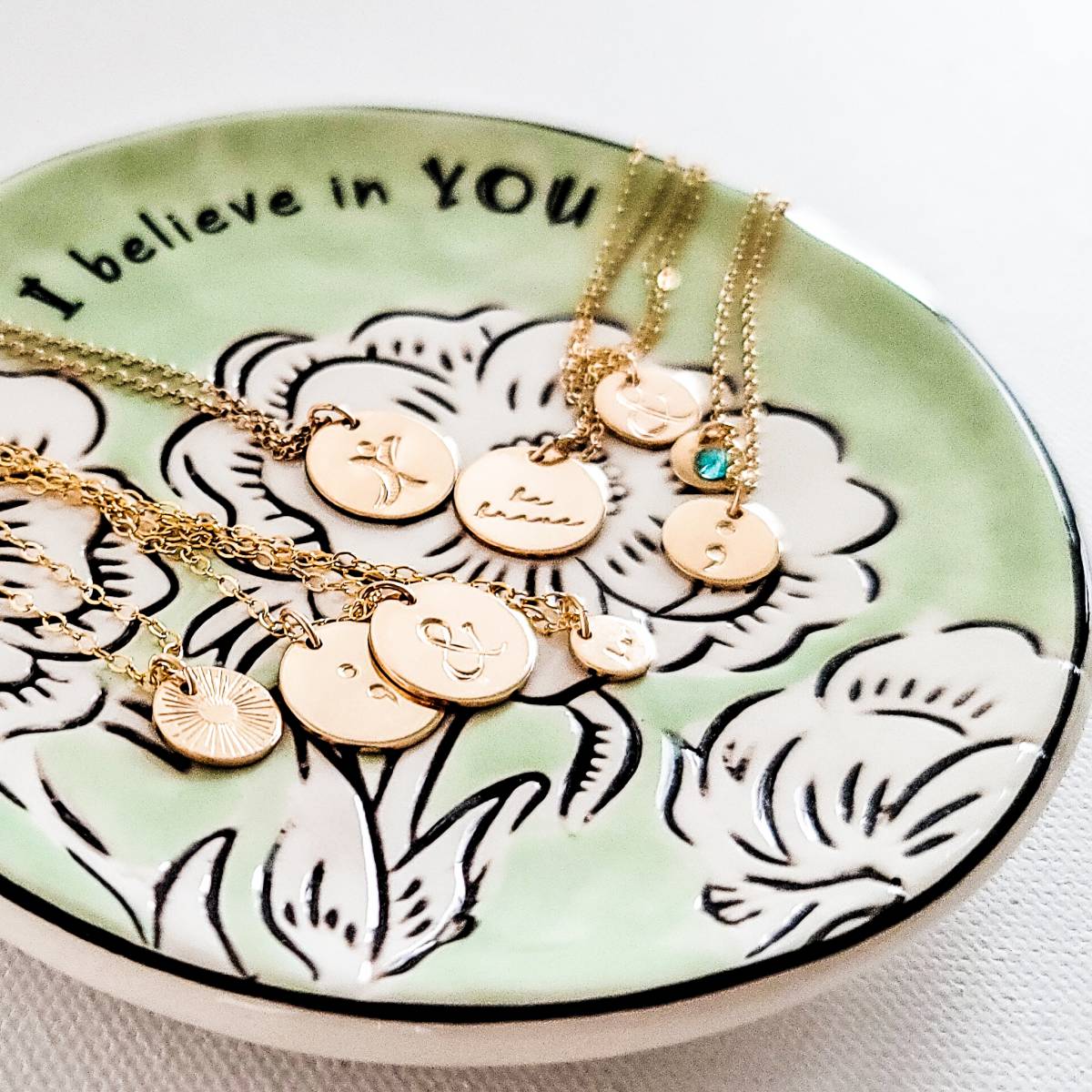 Semicolon and Ampersand Disc 9mm Necklace - Image 6