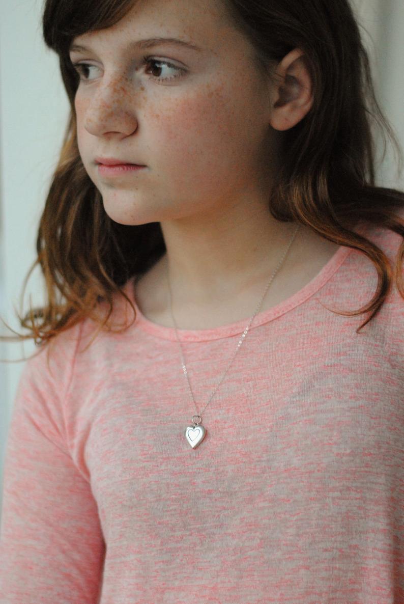 Tiny Silver Heart Locket Necklace - Image 5