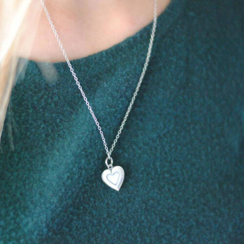 Tiny Silver Heart Locket Necklace