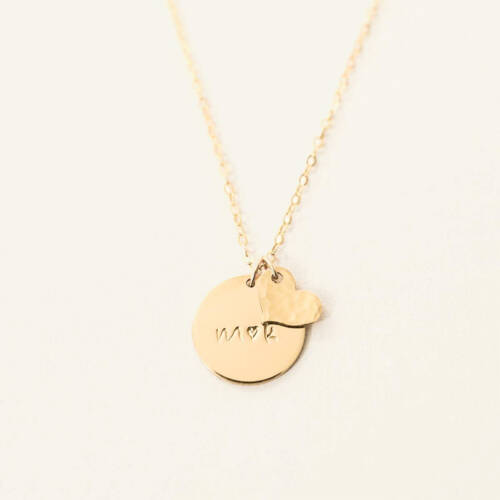 Relationship 16mm Disc and Heart Tag Necklace