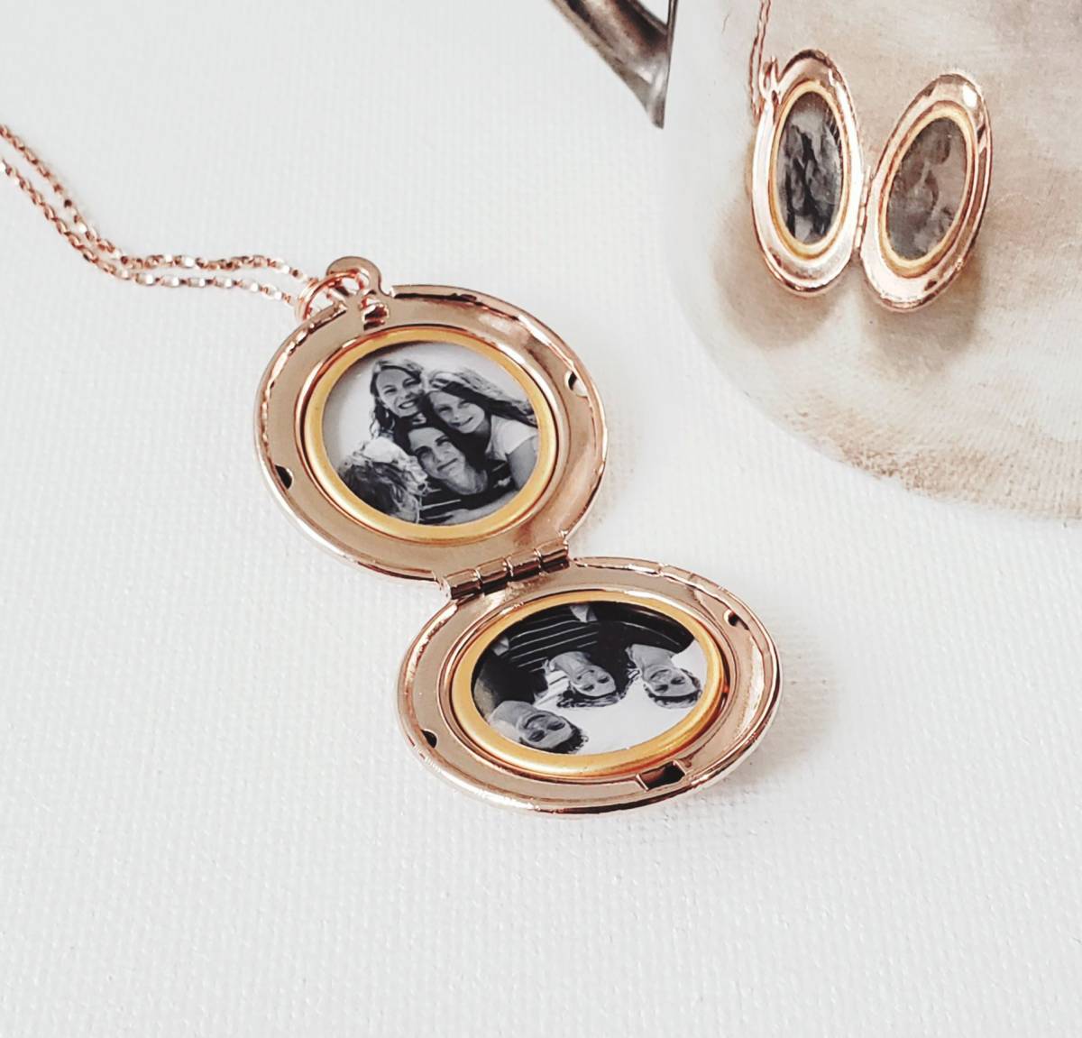 Forget Me Not Locket in Antique Silver, Rose Gold and Gold - Choose 0-2 Photos - Image 7