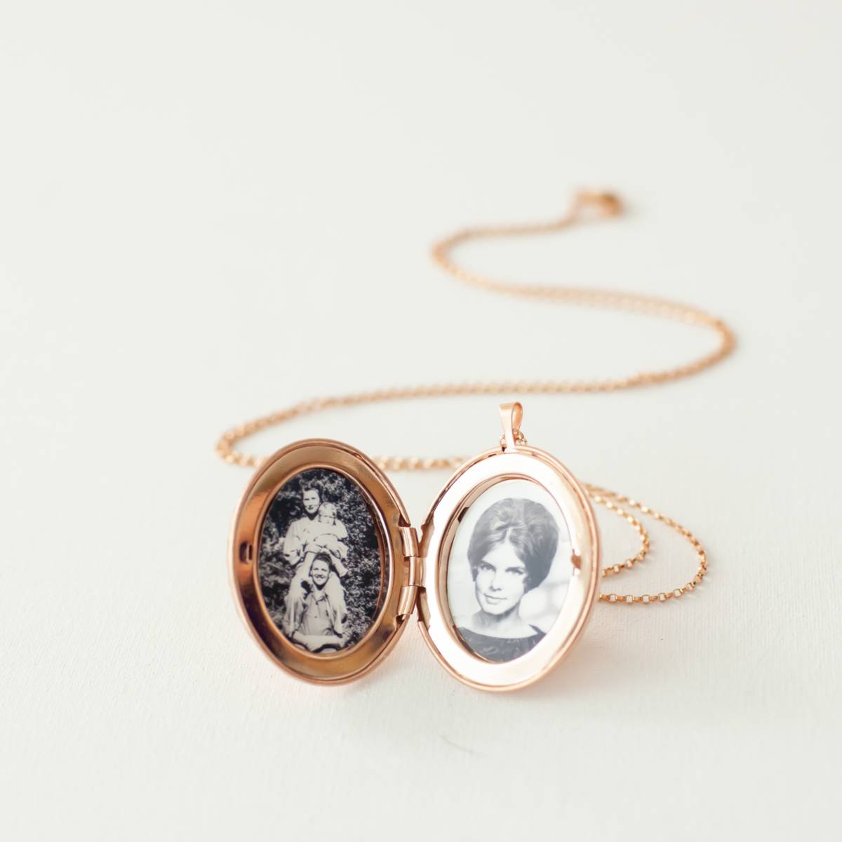 Oval Hammered Locket with Birth Month Flower - Image 5