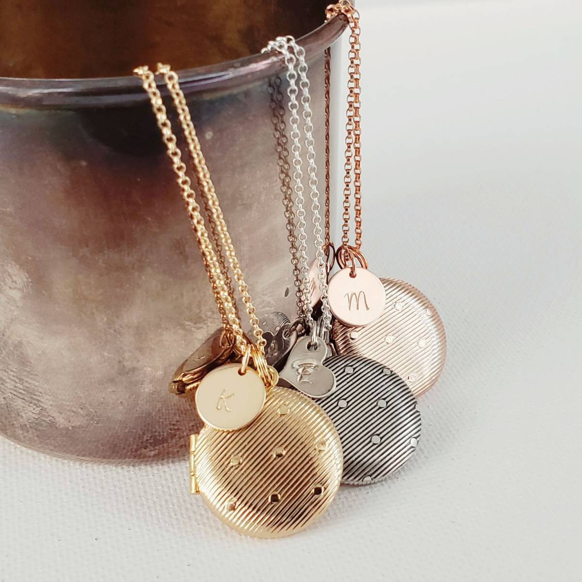 Little Dots Locket with Initial Heart or Disc - Image 5