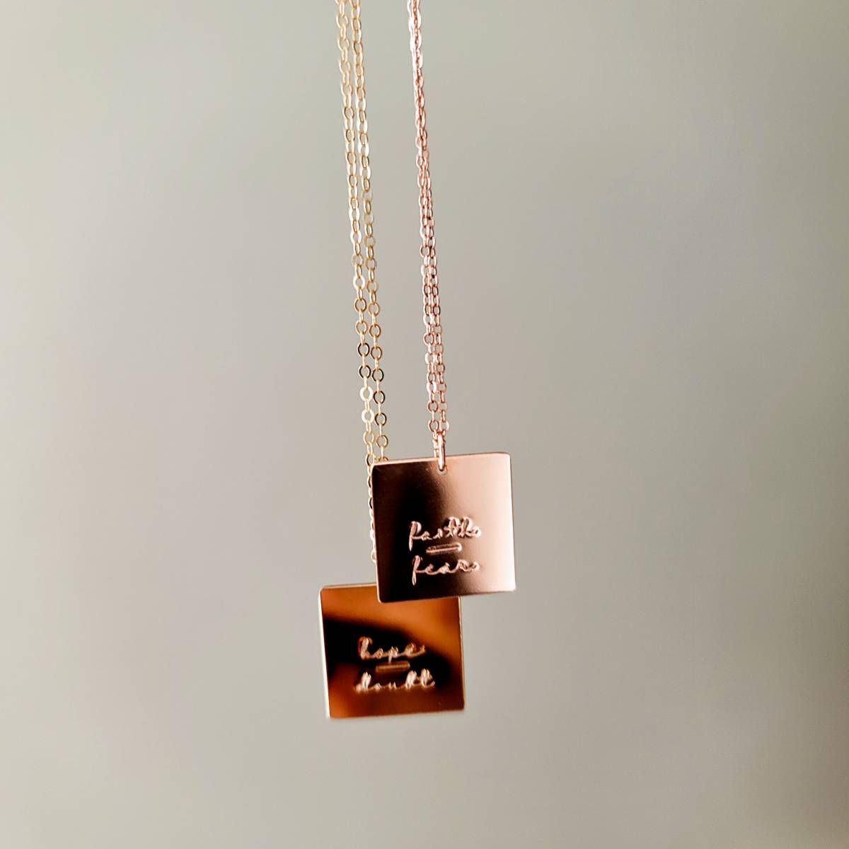 Hope Over Doubt 16mm Square Necklace - The Still Collection - Image 7