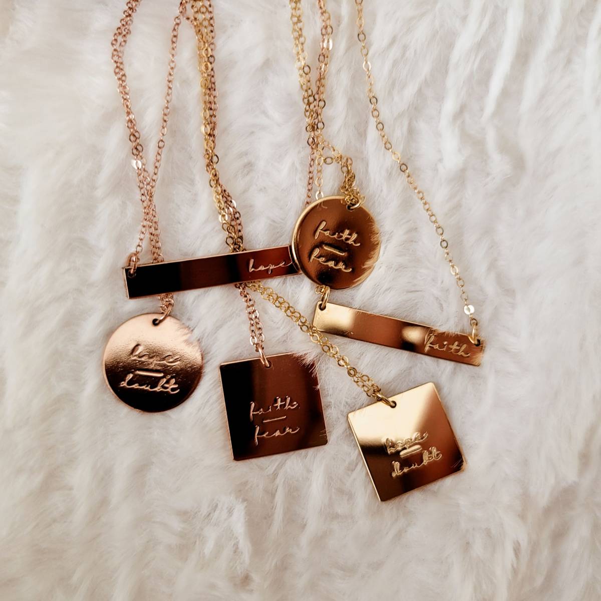 Hope Over Doubt 16mm Square Necklace - The Still Collection - Image 6