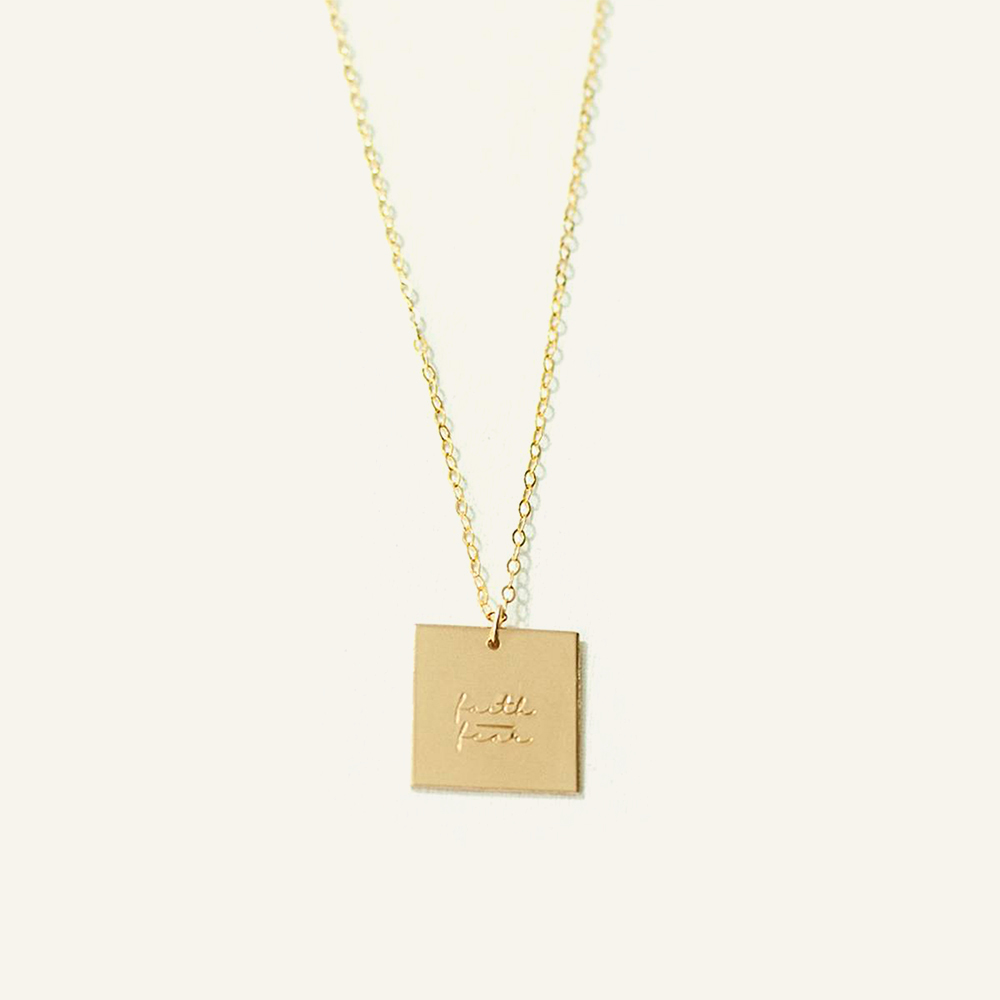 Faith Over Fear 16mm Square Necklace - The Still Collection