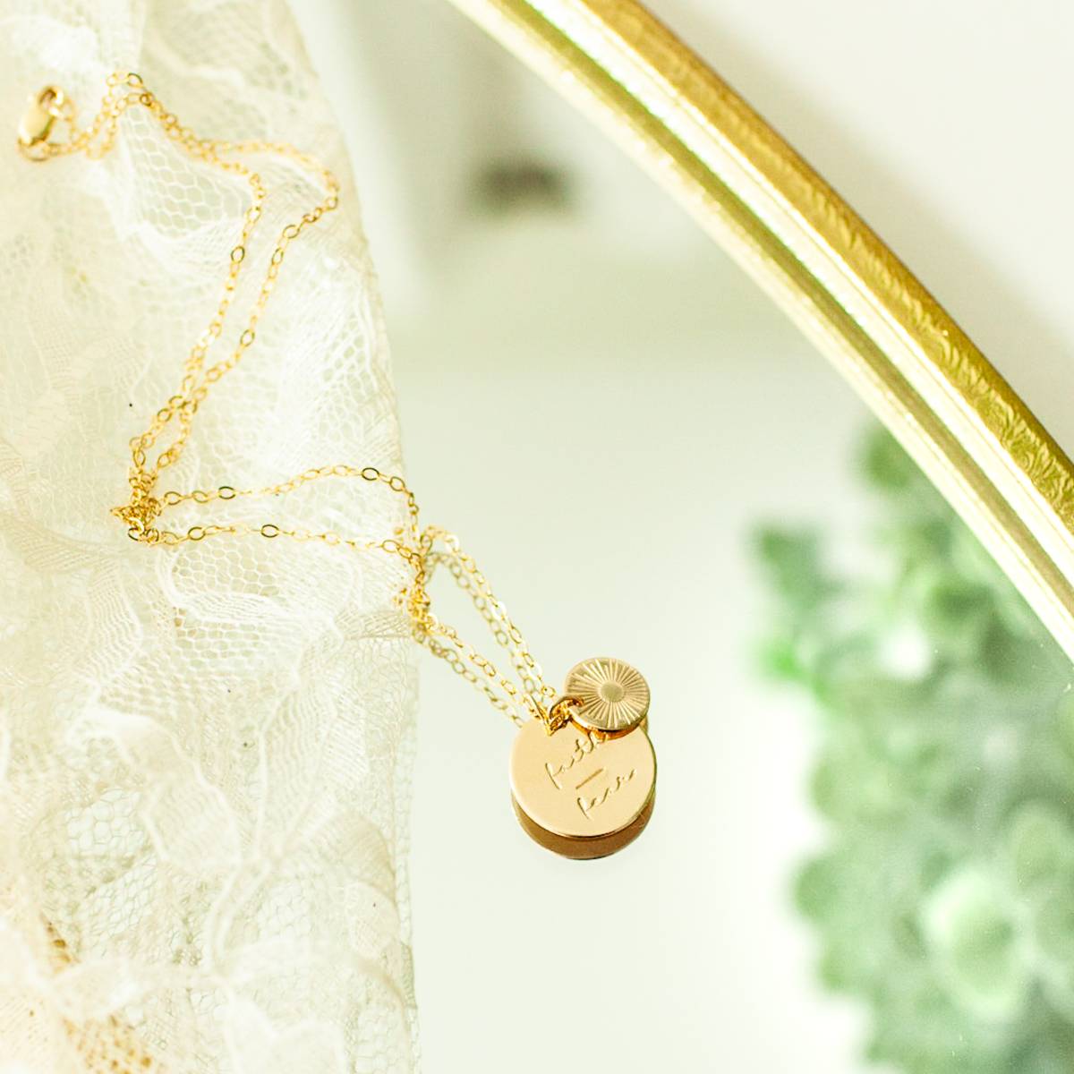 Faith Over Fear 5/8 inch (16mm) Disc Necklace - The Still Collection - Image 5