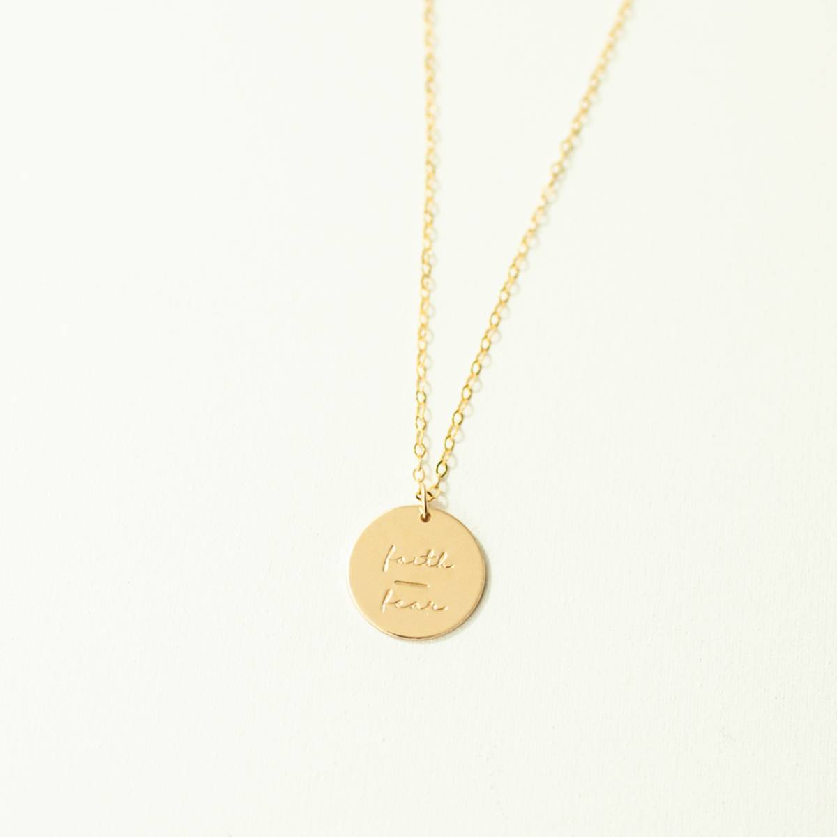 Faith Over Fear 5/8 inch (16mm) Disc Necklace - The Still Collection - Image 7