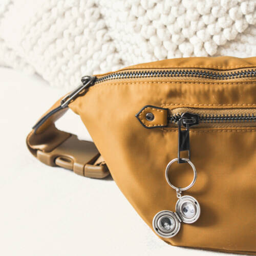 Small Dots Keychain Photo Locket in Gold, Silver, or Rose Gold