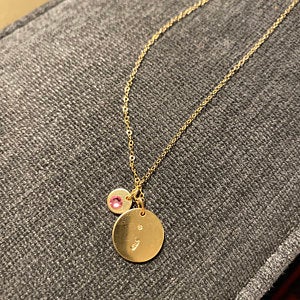 Semicolon 1/2" Disc and Birthstone Necklace photo review