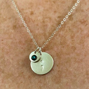 Semicolon 1/2" Disc and Birthstone Necklace photo review