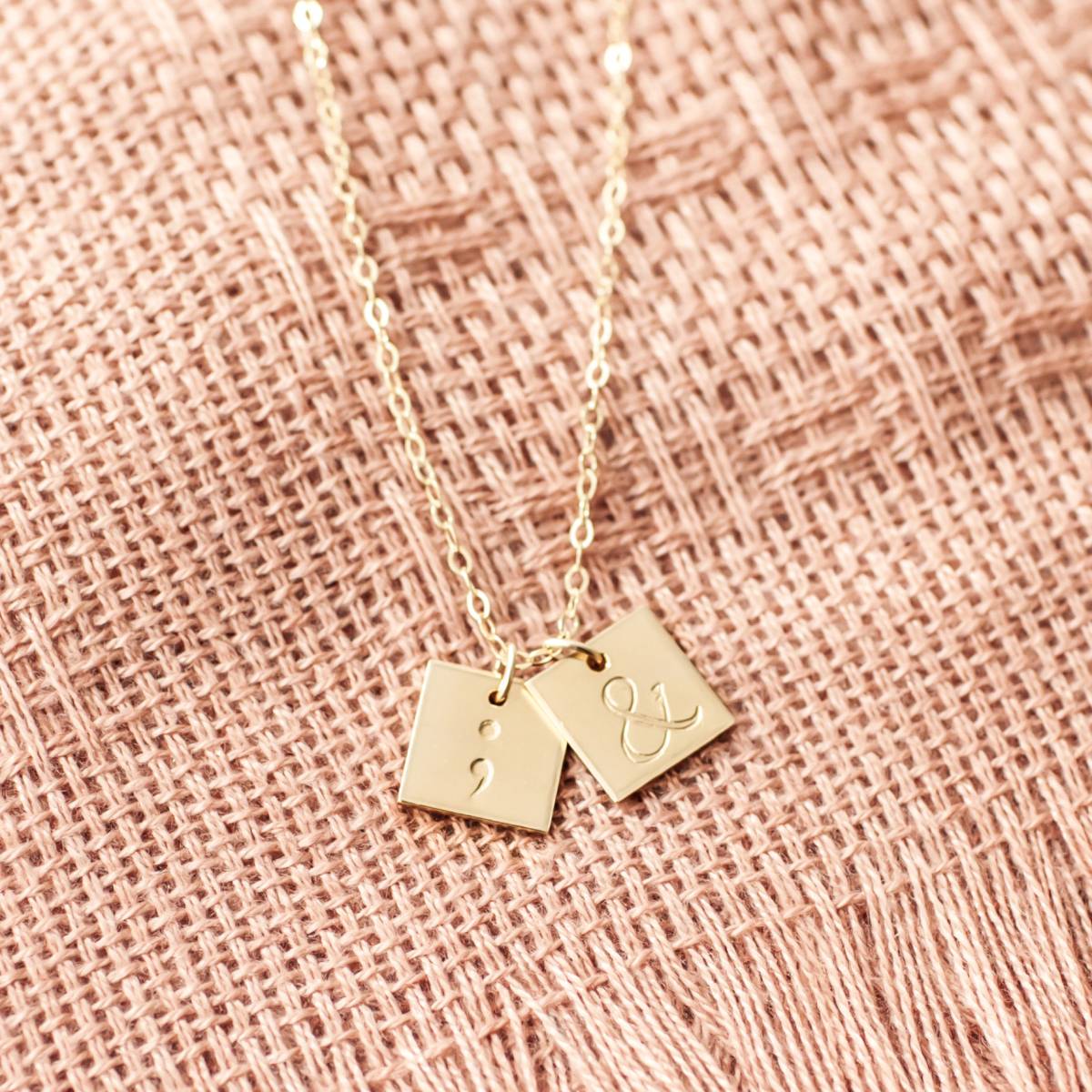 Project Semicolon and Ampersand 3/8" Square Necklace - Image 2