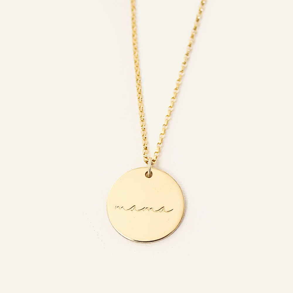 Cursive Mama 5/8" Disc Necklace