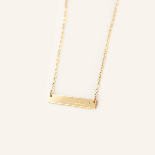 Cursive Mama Heart Bar Necklace