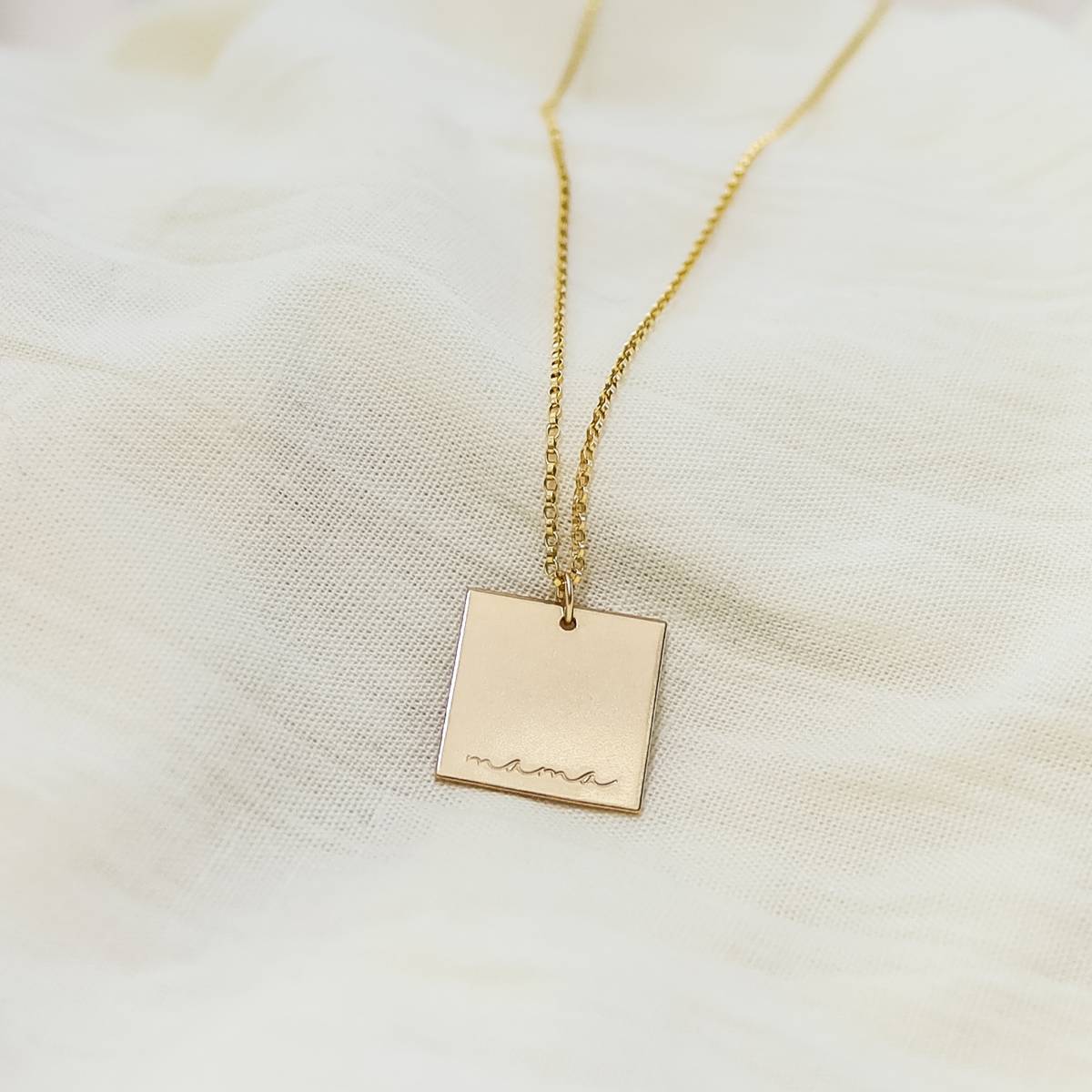 Mama Square Necklace in Cursive - Image 4