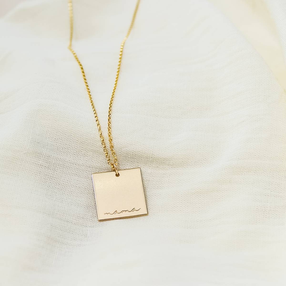 Mama Square Necklace in Cursive - Image 5