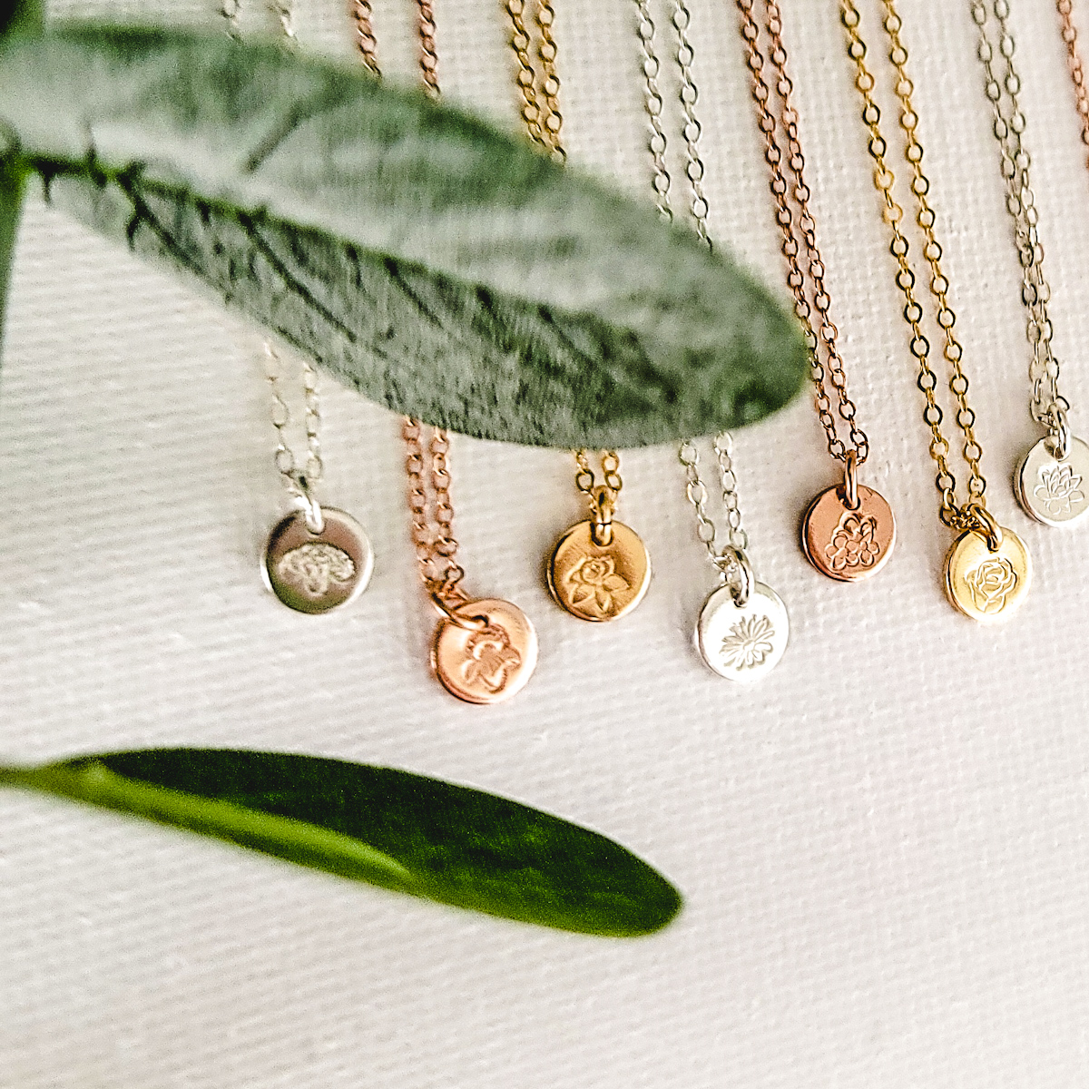 Birth Flower 1/4" Disc Necklace - Image 10