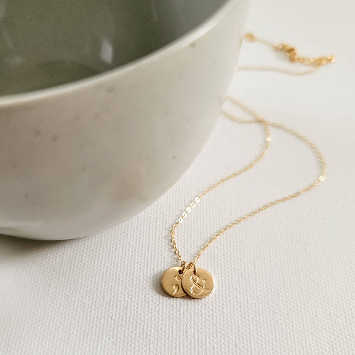 Semicolon and Ampersand Disc 9mm Necklace - Image 7