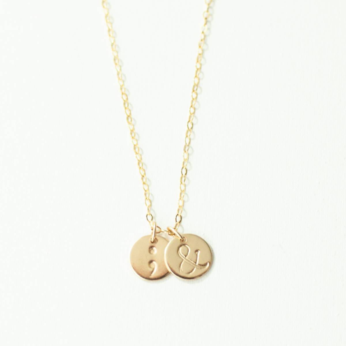 Semicolon and Ampersand Disc 9mm Necklace - Image 3