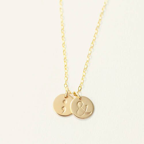Semicolon and Ampersand Disc 9mm Necklace