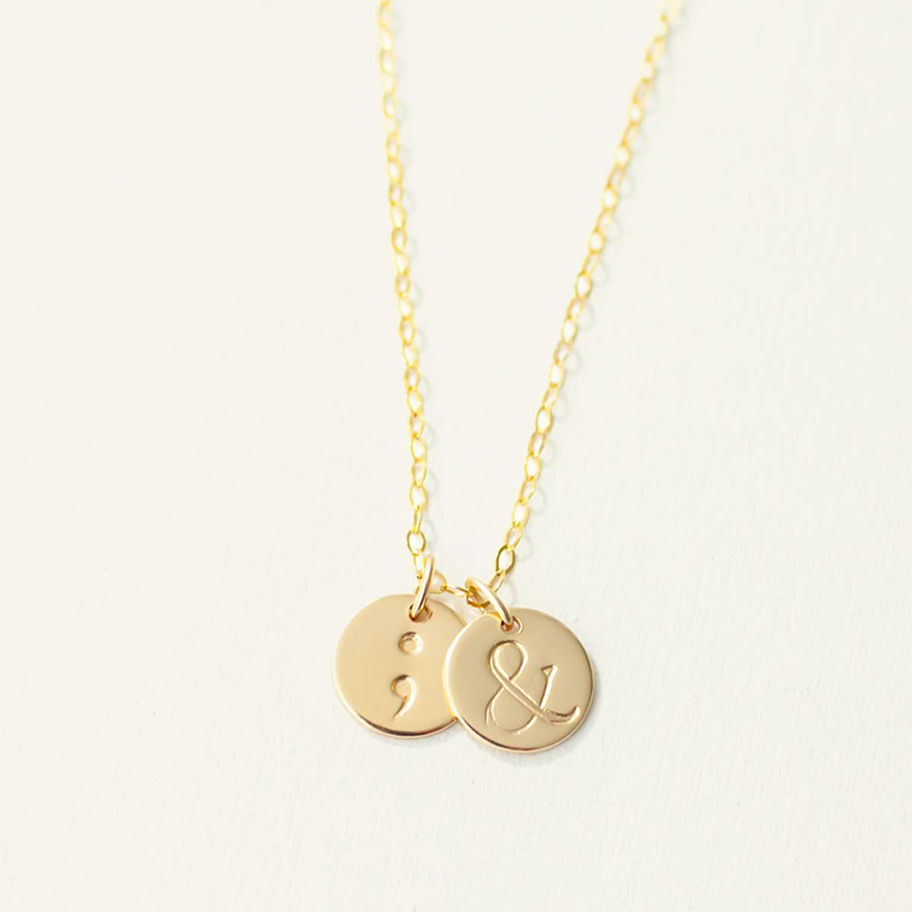Semicolon and Ampersand Disc 9mm Necklace