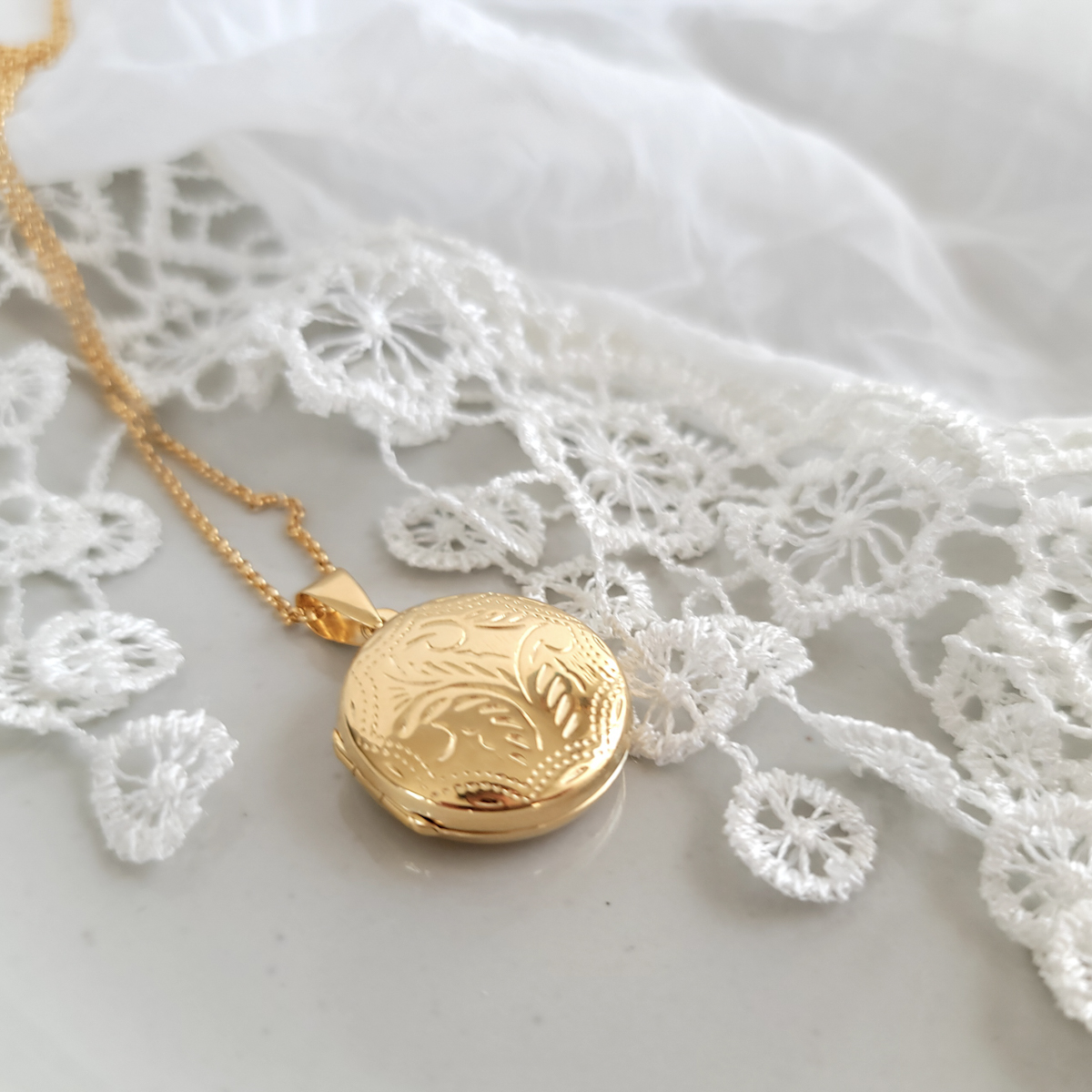 Etched Gold Filled or Sterling Silver Locket - Image 6