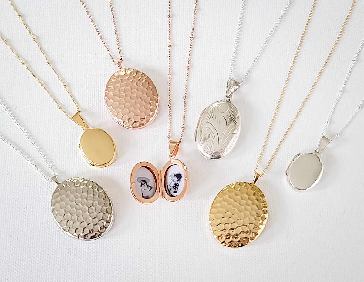 Hammered Oval Locket with Initial Tag - Image 4