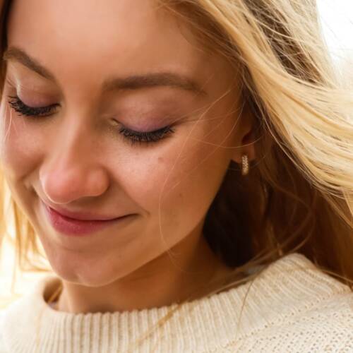 Rhinestone Chunky Gold Vermeil Hoops in Three Sizes