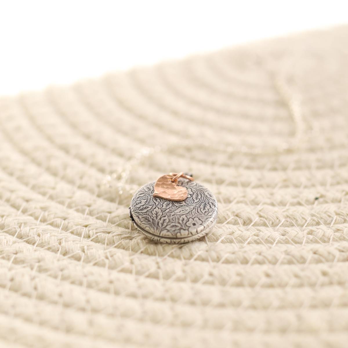 Dainty Floral Locket with Initial Heart or Disc - Image 5