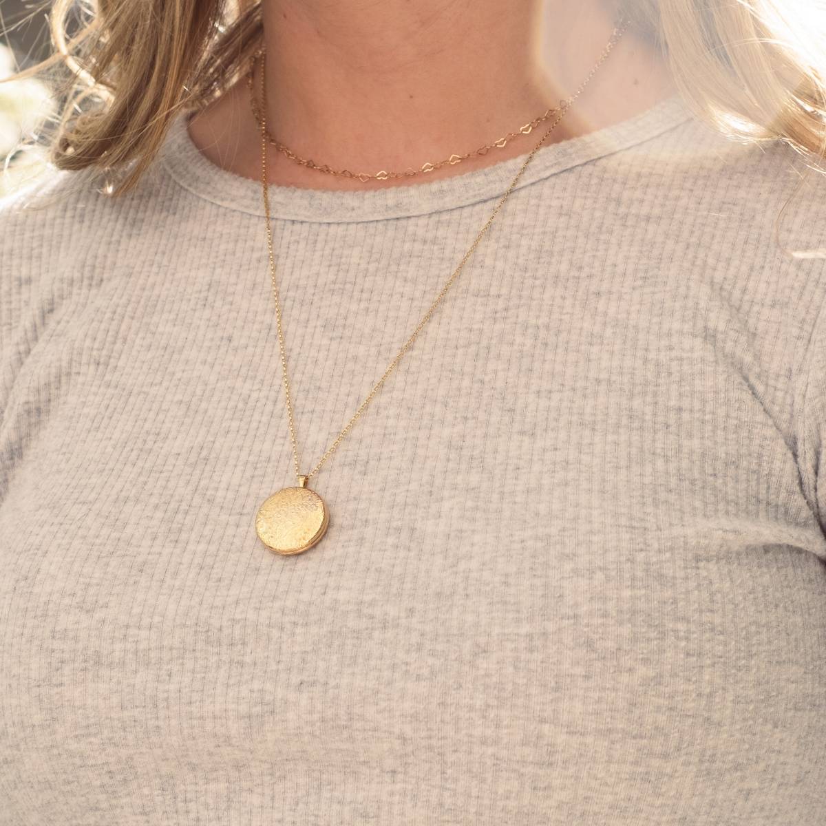 Dainty Floral Locket with Initial Heart or Disc - Image 4