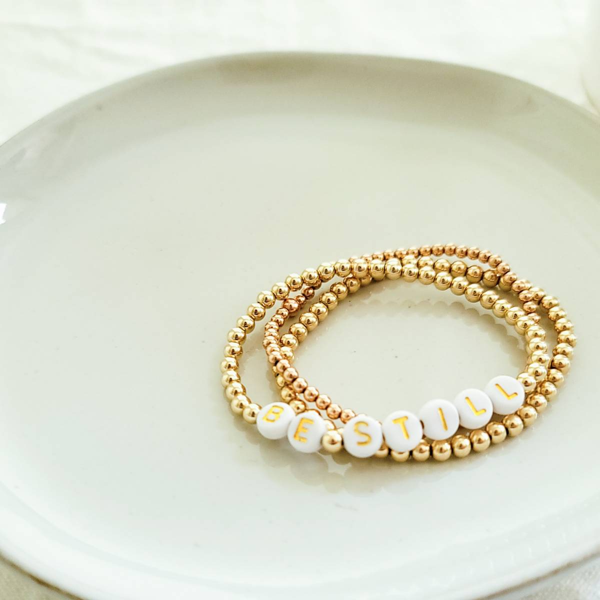 Custom Word(s) Beaded Bracelet - Choose Gold, Rose Gold or Sterling Silver and Bead Color - Image 3