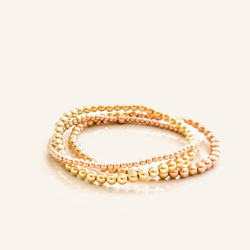 3mm Beaded Bracelet in Gold Filled, Rose Gold Filled and Sterling Silver