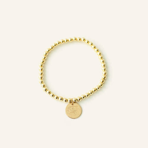 Gold Filled Beaded Bracelet with Birth Month Flower