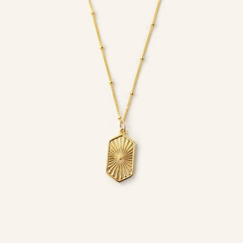 Gold Vermeil Sunburst Necklace on Satellite Chain