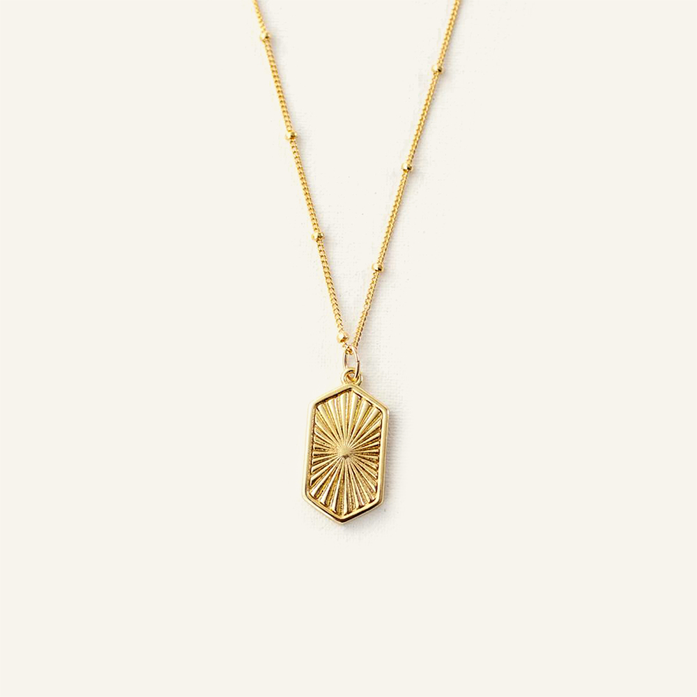 Gold Vermeil Sunburst Necklace on Satellite Chain