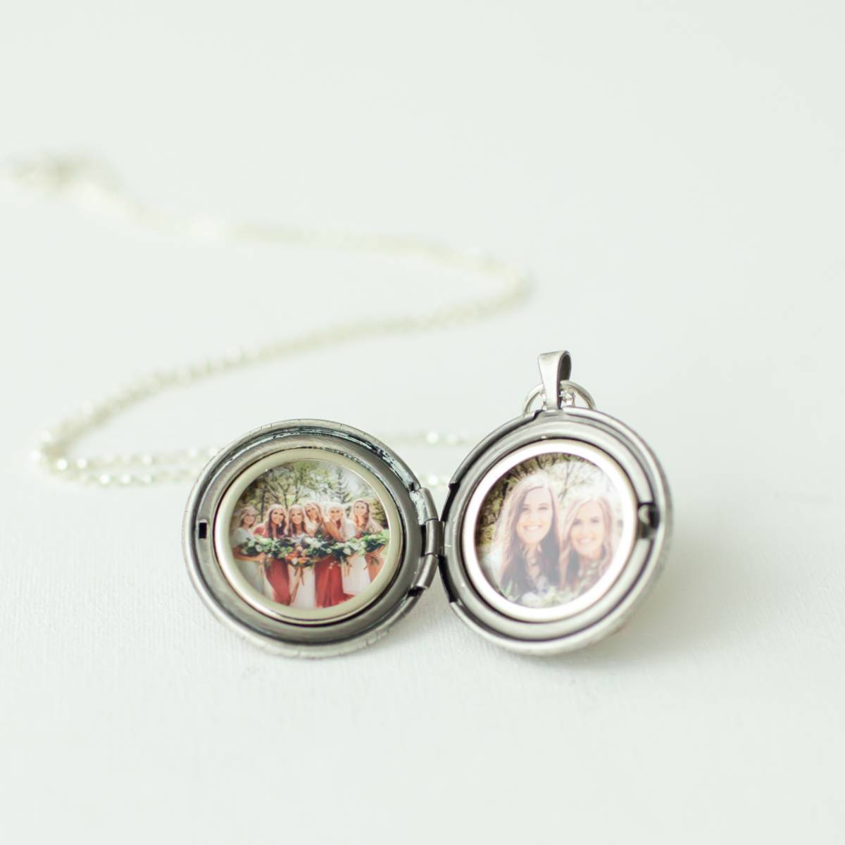 Dainty Floral Locket with Birth Flower on Satellite Chain - Image 7