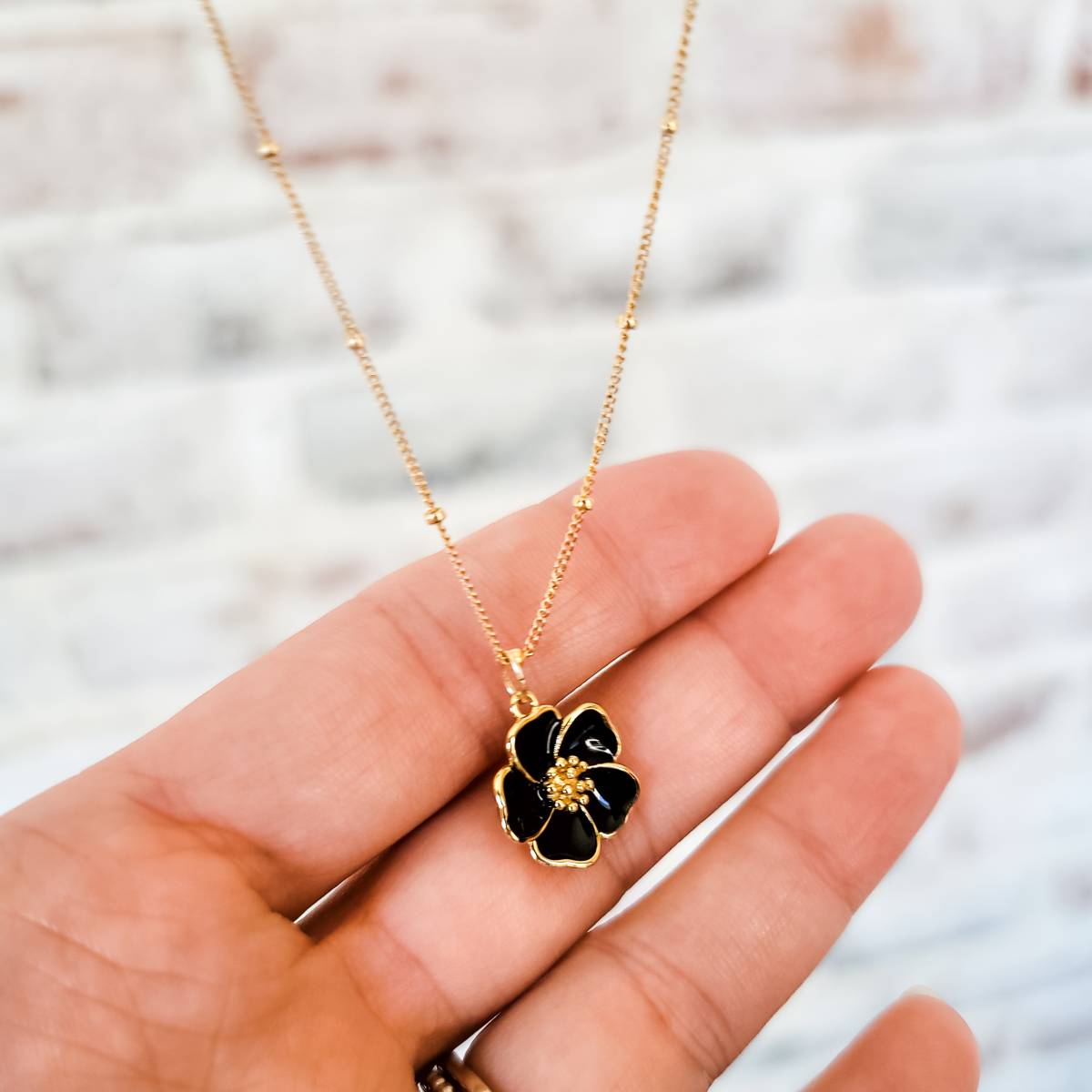 Hibiscus Flower Necklace on Satellite Chain - Image 6