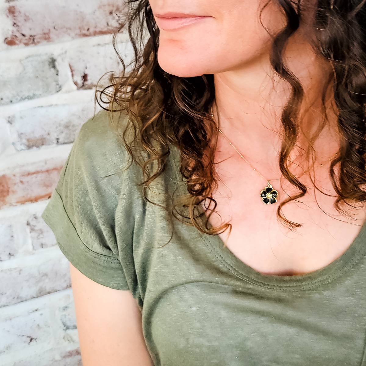 Hibiscus Flower Necklace on Satellite Chain - Image 3