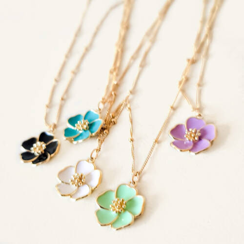 Hibiscus Flower Necklace on Satellite Chain