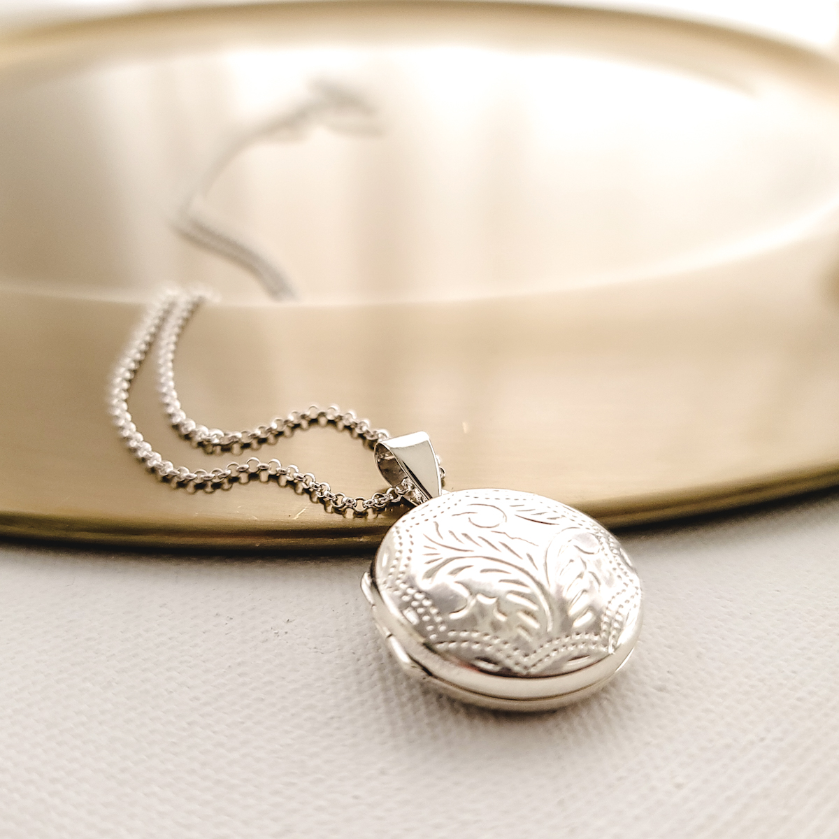 Etched Gold Filled or Sterling Silver Locket with Birth Month Flower - Image 5