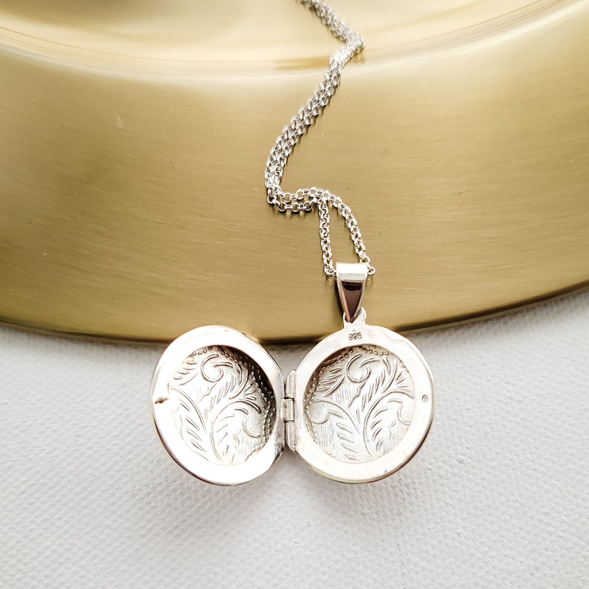 Etched Gold Filled or Sterling Silver Locket with Birth Month Flower - Image 6