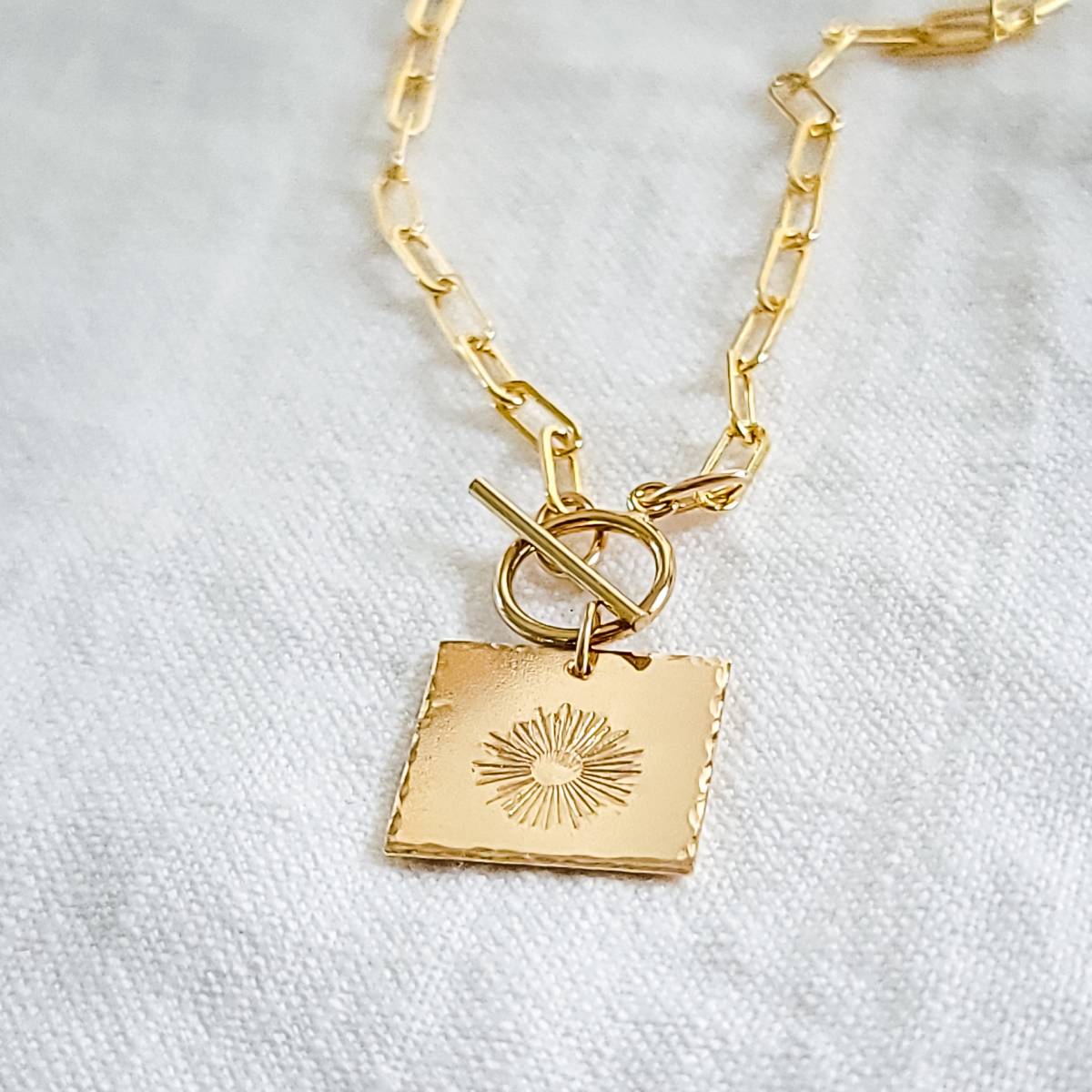 Sunburst Paperclip Necklace - Sunshine Necklace - Image 3