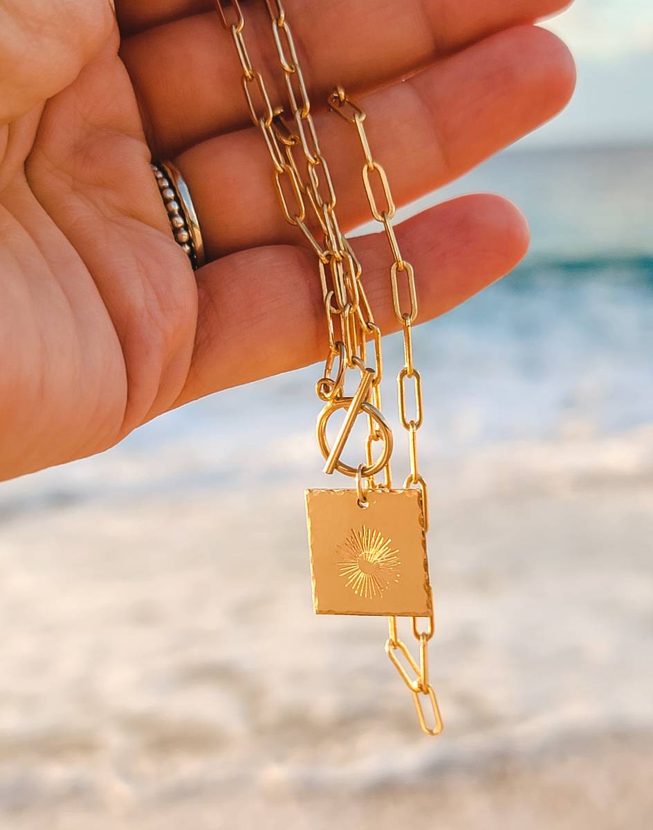 Sunburst Paperclip Necklace - Sunshine Necklace - Image 4