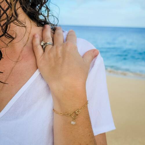 Chunky Toggle Clasp Wire Wrapped Pearl Bracelet