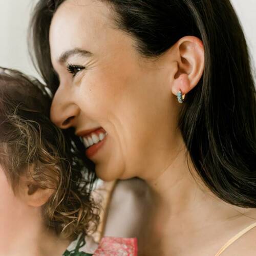 Turquoise and Gold Vermeil Huggie Hoops