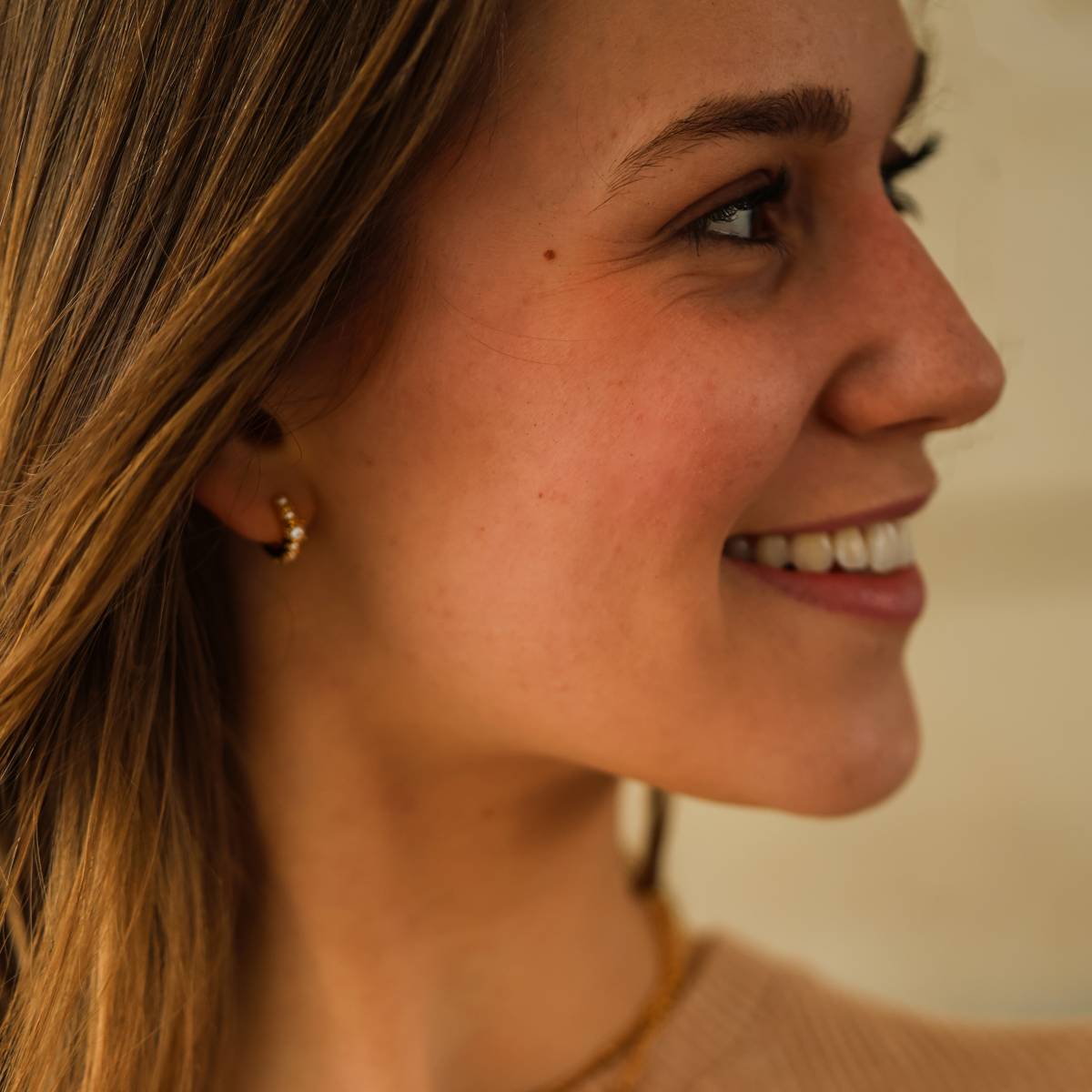 Pearl Gold Vermeil Huggie Hoops - Image 2