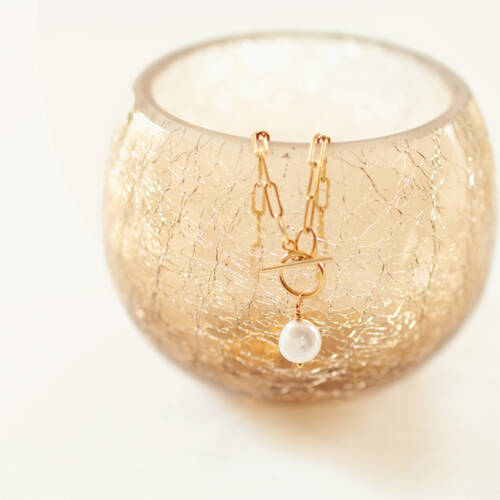 Pearl Drop Paperclip Necklace